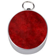 Scarlet Red Velvet Color Faux Texture Silver Compasses by SpinnyChairDesigns