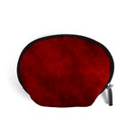 Scarlet Red Velvet Color Faux Texture Accessory Pouch (Small) Front