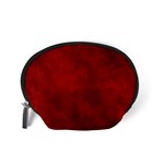 Scarlet Red Velvet Color Faux Texture Accessory Pouch (Small) Back