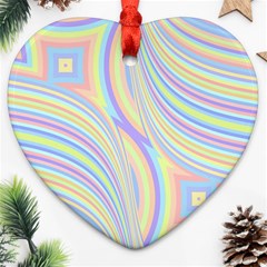 Pastel Color Stripes  Ornament (heart) by SpinnyChairDesigns