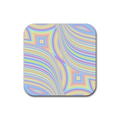 Pastel Color Stripes  Rubber Coaster (square)  by SpinnyChairDesigns