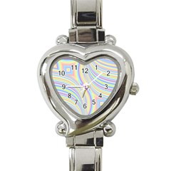 Pastel Color Stripes  Heart Italian Charm Watch by SpinnyChairDesigns