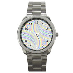 Pastel Color Stripes  Sport Metal Watch by SpinnyChairDesigns