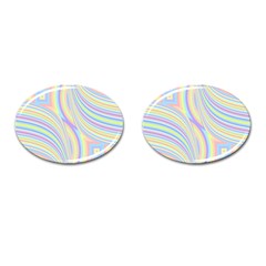 Pastel Color Stripes  Cufflinks (oval) by SpinnyChairDesigns