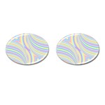 Pastel Color Stripes  Cufflinks (Oval) Front(Pair)