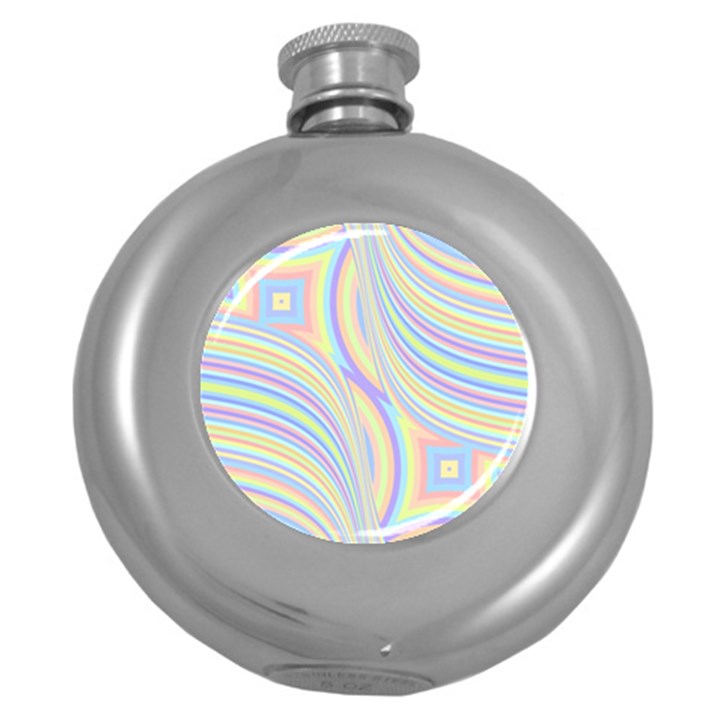 Pastel Color Stripes  Round Hip Flask (5 oz)