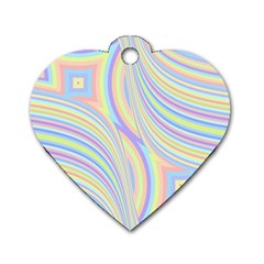 Pastel Color Stripes  Dog Tag Heart (one Side) by SpinnyChairDesigns