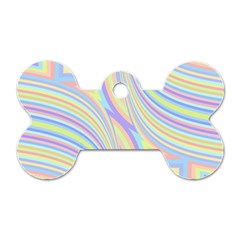 Pastel Color Stripes  Dog Tag Bone (one Side) by SpinnyChairDesigns