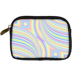 Pastel Color Stripes  Digital Camera Leather Case by SpinnyChairDesigns