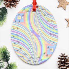 Pastel Color Stripes  Ornament (oval Filigree) by SpinnyChairDesigns