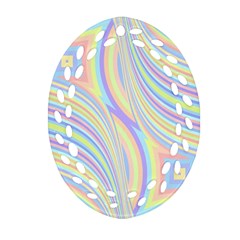 Pastel Color Stripes  Oval Filigree Ornament (two Sides) by SpinnyChairDesigns