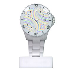 Pastel Color Stripes  Plastic Nurses Watch by SpinnyChairDesigns