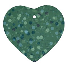 Green Color Polka Dots Pattern Ornament (heart) by SpinnyChairDesigns