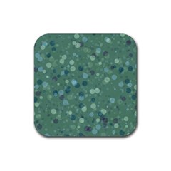 Green Color Polka Dots Pattern Rubber Coaster (square)  by SpinnyChairDesigns