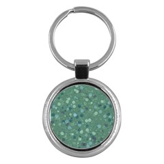 Green Color Polka Dots Pattern Key Chain (round) by SpinnyChairDesigns