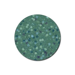 Green Color Polka Dots Pattern Rubber Coaster (round)  by SpinnyChairDesigns