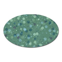 Green Color Polka Dots Pattern Oval Magnet by SpinnyChairDesigns