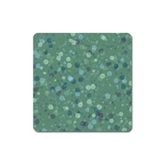 Green Color Polka Dots Pattern Square Magnet by SpinnyChairDesigns