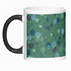 Green Color Polka Dots Pattern Morph Mugs by SpinnyChairDesigns