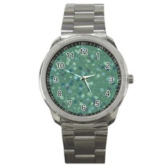 Green Color Polka Dots Pattern Sport Metal Watch by SpinnyChairDesigns