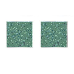 Green Color Polka Dots Pattern Cufflinks (square) by SpinnyChairDesigns