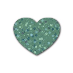 Green Color Polka Dots Pattern Rubber Coaster (heart)  by SpinnyChairDesigns