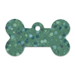 Green Color Polka Dots Pattern Dog Tag Bone (one Side) by SpinnyChairDesigns