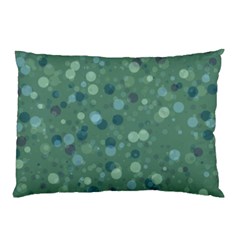 Green Color Polka Dots Pattern Pillow Case by SpinnyChairDesigns