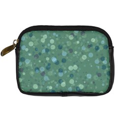 Green Color Polka Dots Pattern Digital Camera Leather Case by SpinnyChairDesigns