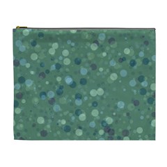 Green Color Polka Dots Pattern Cosmetic Bag (xl) by SpinnyChairDesigns