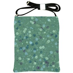 Green Color Polka Dots Pattern Shoulder Sling Bag by SpinnyChairDesigns