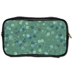 Green Color Polka Dots Pattern Toiletries Bag (two Sides) by SpinnyChairDesigns