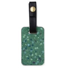 Green Color Polka Dots Pattern Luggage Tag (one Side) by SpinnyChairDesigns