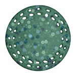 Green Color Polka Dots Pattern Round Filigree Ornament (Two Sides) Back