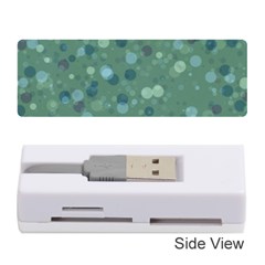 Green Color Polka Dots Pattern Memory Card Reader (stick) by SpinnyChairDesigns