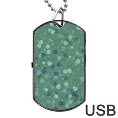 Green Color Polka Dots Pattern Dog Tag Usb Flash (two Sides) by SpinnyChairDesigns