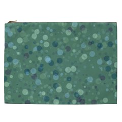 Green Color Polka Dots Pattern Cosmetic Bag (xxl) by SpinnyChairDesigns