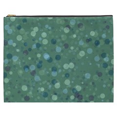 Green Color Polka Dots Pattern Cosmetic Bag (xxxl) by SpinnyChairDesigns