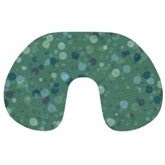 Green Color Polka Dots Pattern Travel Neck Pillow by SpinnyChairDesigns