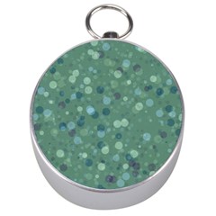 Green Color Polka Dots Pattern Silver Compasses by SpinnyChairDesigns