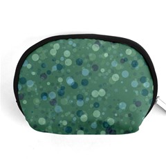 Green Color Polka Dots Pattern Accessory Pouch (medium) by SpinnyChairDesigns