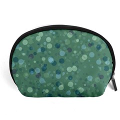 Green Color Polka Dots Pattern Accessory Pouch (large) by SpinnyChairDesigns