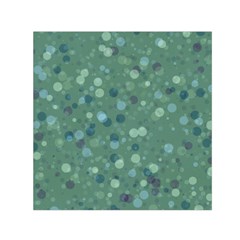 Green Color Polka Dots Pattern Small Satin Scarf (square) by SpinnyChairDesigns