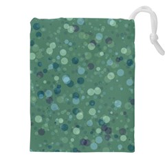 Green Color Polka Dots Pattern Drawstring Pouch (4xl) by SpinnyChairDesigns