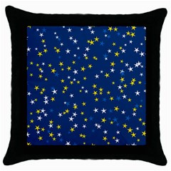 White Yellow Stars On Blue Color Throw Pillow Case (black) by SpinnyChairDesigns