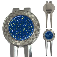 White Yellow Stars On Blue Color 3-in-1 Golf Divots by SpinnyChairDesigns