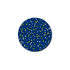 White Yellow Stars On Blue Color Golf Ball Marker (4 Pack) by SpinnyChairDesigns