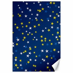 White Yellow Stars On Blue Color Canvas 12  X 18  by SpinnyChairDesigns