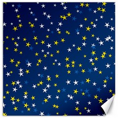 White Yellow Stars On Blue Color Canvas 16  X 16  by SpinnyChairDesigns