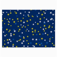 White Yellow Stars On Blue Color Large Glasses Cloth (2 Sides) by SpinnyChairDesigns